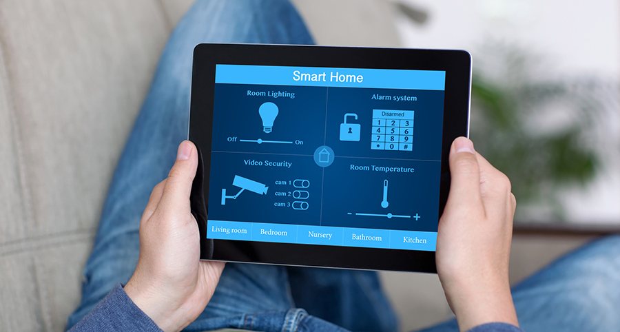The ability to access and control security components from a mobile device is one of the top smart home trends in Phoenix. Close-up of smart home security app.